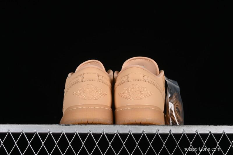 Nike Air Jordan 1 Low AJ1 Lifestyle Basketball Shoes in Warm Yellow with Gum Sole - FZ3972-294