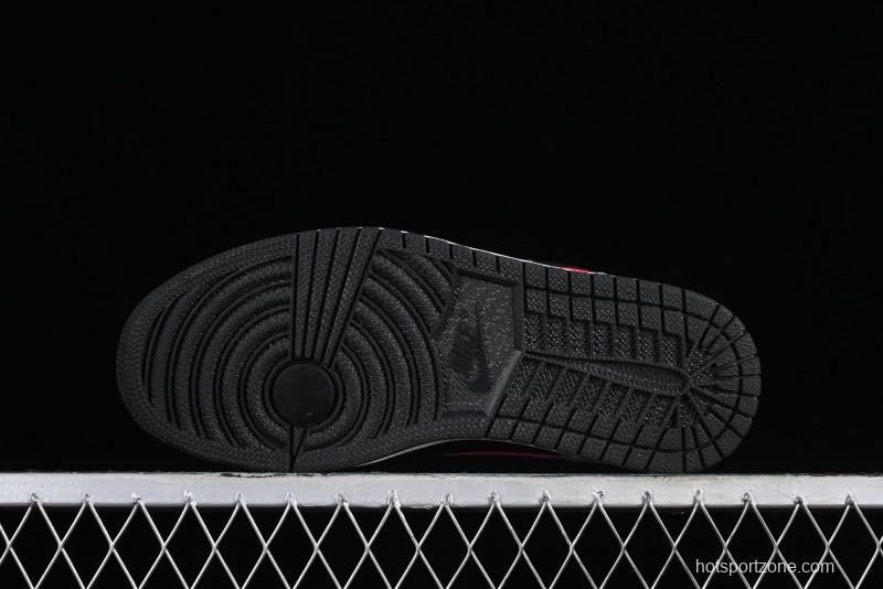 Nike Air Jordan 1 Low AJ1 Basketball Shoes in Grey Black with Red Swoosh - FZ4183-002