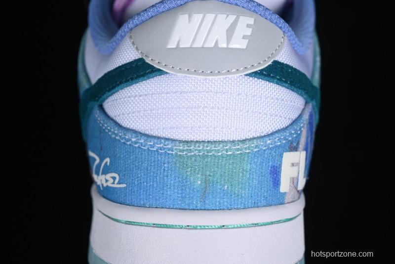 Nike Futura x Dunk Low Pro SB Casual Skate Shoes with Tie-Dye Pattern - HF6061-400