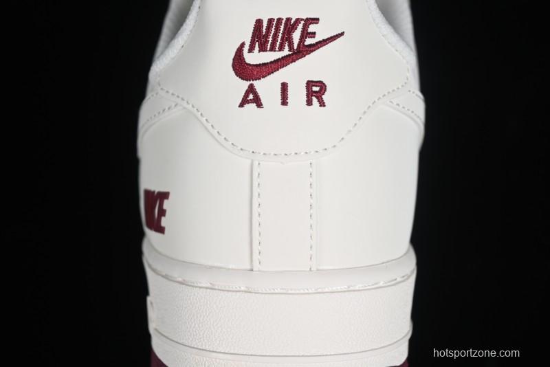 Nike Air Force 1 '07 Low "NIKE" Triple Swoosh Series White Wine Red Classic Casual Sneakers - TV2306-258