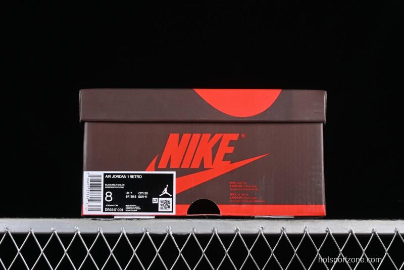 Nike Travis Scott x Jordan Cut The Check AJ1 Basketball Shoes with Velcro Strap - DR9317-001
