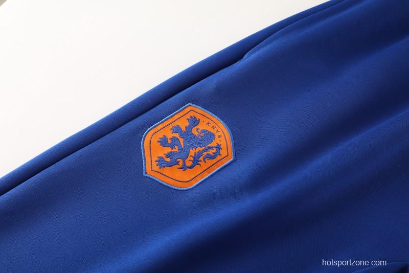 2024 Netherlands Blue Full Zipper Jacket +Long Pants