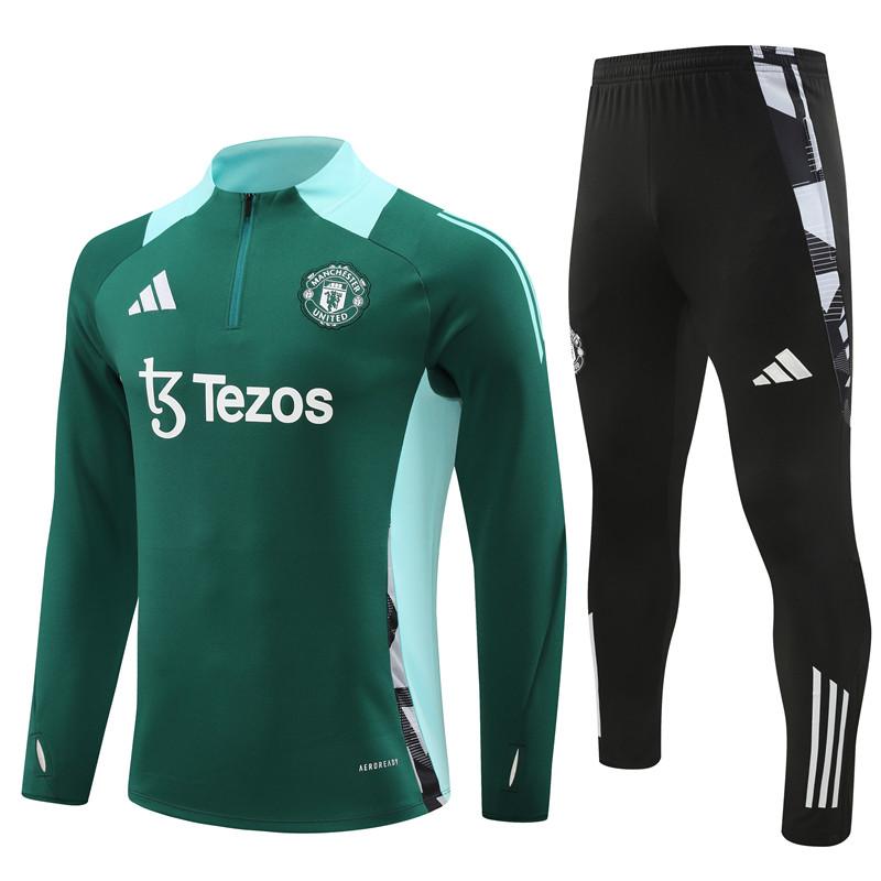 24/25 Manchester United Green Half Zipper Jacket+Long Pants