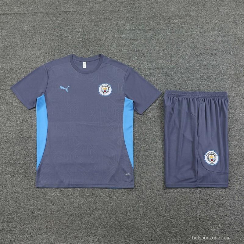 24/25 Manchester City Blue White Short Sleeve Jersey+Shorts