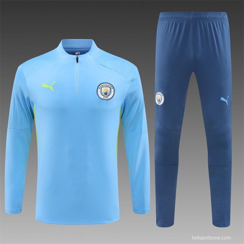 24/25 Manchester City Sky Blue Half Zipper Jacket+Long Pants