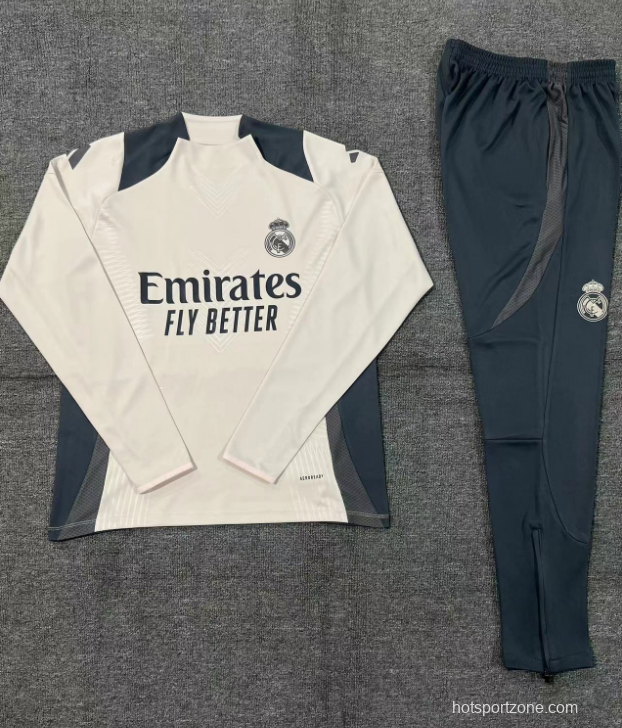 24/25 Kids Real Madrid khaki Half Zipper Jacket+Long Pants