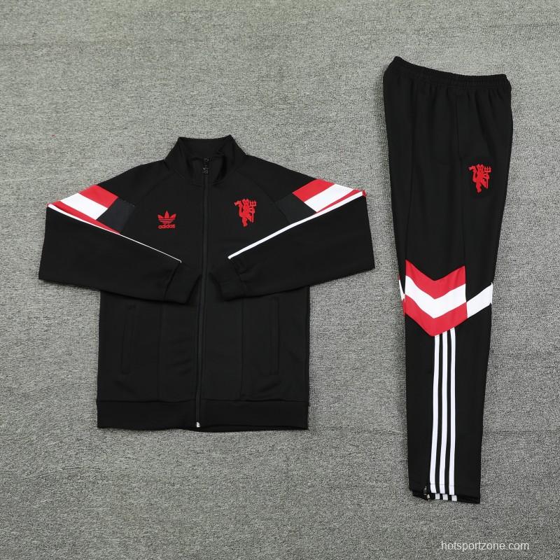 24/25 Manchester United Black Full Zipper Jacket +Long Pants