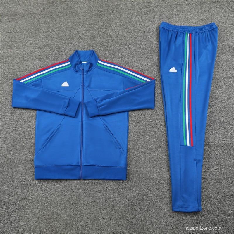 Kids 2024 Adidas Blue Full Zipper Jacket +Long Pants