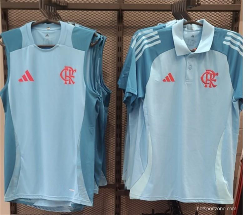 25/26 Flamengo Light Blue Polo Jersey S-XXXXL