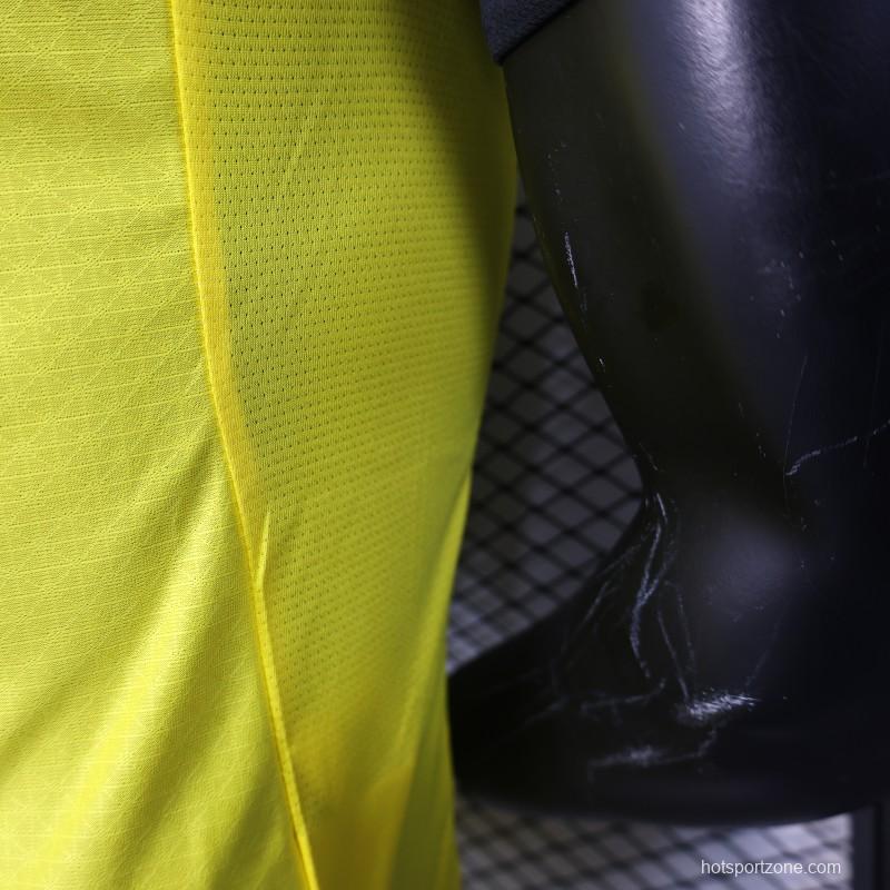 Player Version 25/26 Borussia Dortmund Home Yellow with Black Brush Stroke Jersey