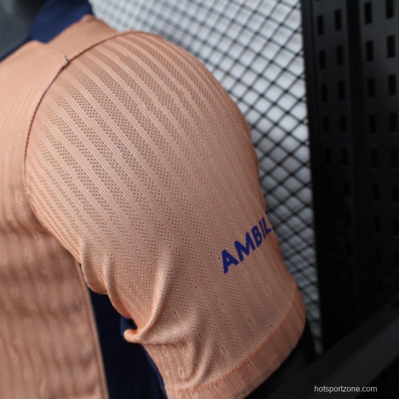 Player Version 25/26 FC Barcelona Pink 125Th Anniversary Jersey with Spotify Sponsor and Navy Blue Accents