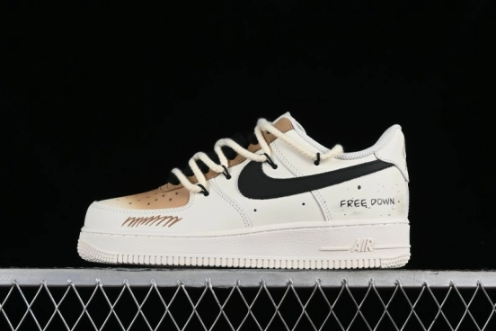 Nike Air Force 1 '07 Low Custom Cappuccino Anime-Themed Spray-Painted Casual Sneakers with Strap - ZH0316-019