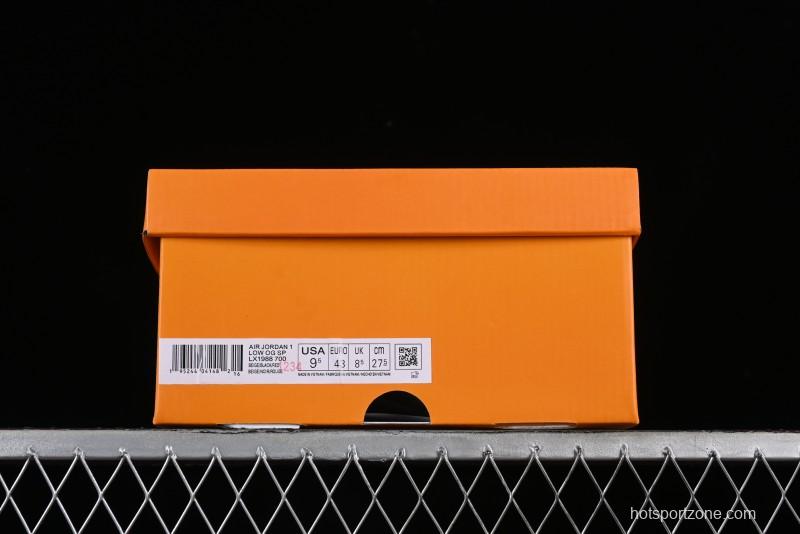 Nike Travis Scott x Fragment Design x Jordan Air Jordan 1 Low OG SP AJ1 LV Beige Black Red Casual Sneakers - LX1988-700