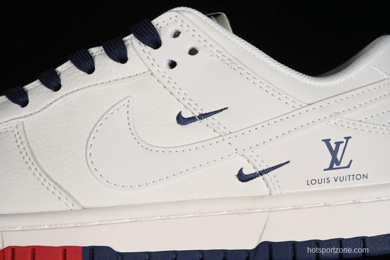 Nike SB Dunk Low LV Collaboration - Beige Red Blue Dual Color Anniversary High-End Custom Low-Top Casual Sneakers - XX2025-333