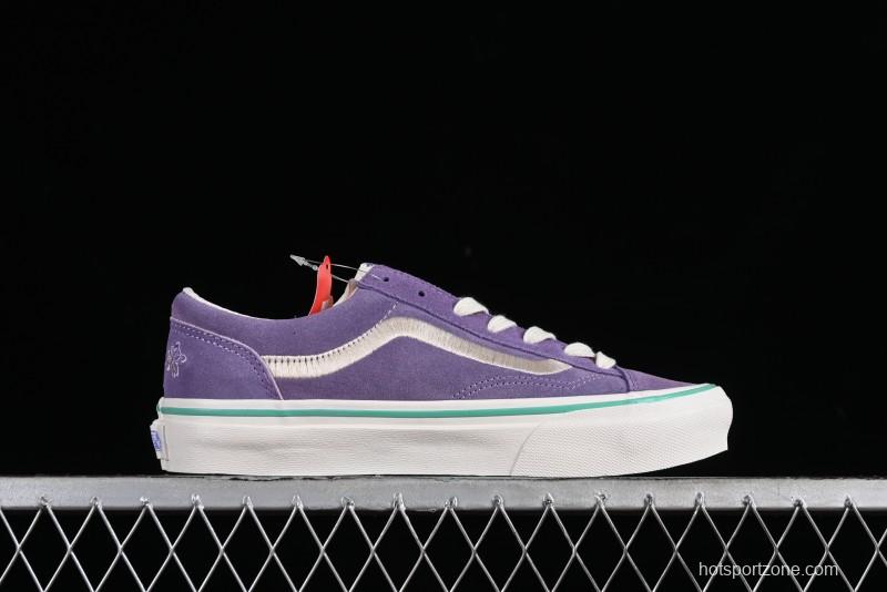 Vans Style 36 Low-Top Skate Shoes with Purple Embroidery - VN000CRPGRN
