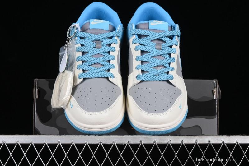 Nike SB Dunk Low BAPE Collaboration - Beige Grey Indigo Anniversary Premium Custom Low-Top Casual Skate Shoes - BB8969-002