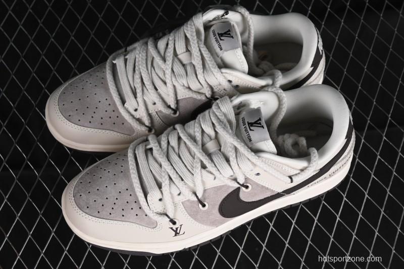 Nike SB Dunk Low LV Collaboration - Coffee Pig Anniversary High-End Custom Low-Top Casual Skate Shoes - XX2025-328