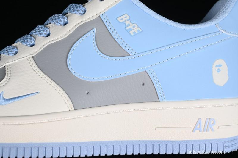 Nike Air Force 1 '07 Low Bape Collaboration - Light Grey Blue Casual Sneakers BB9599-204