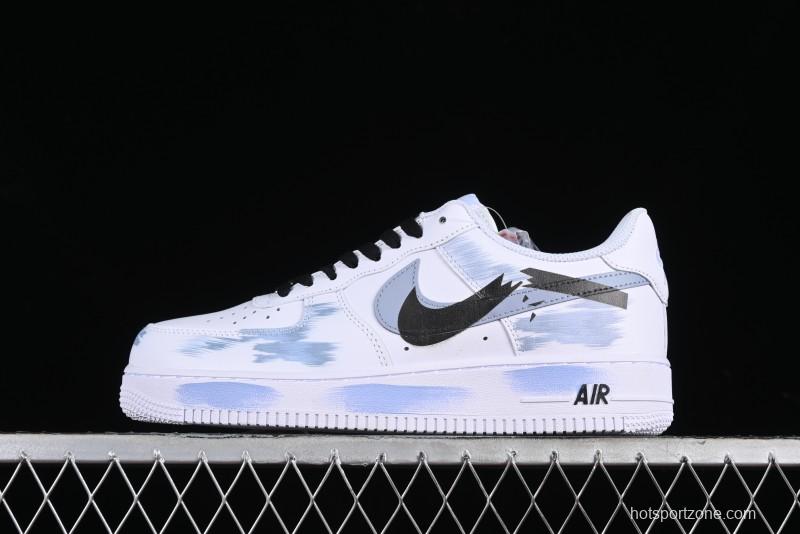 Nike Air Force 1 '07 Low Casual Sneakers with Two-Tone Shadow Swoosh and Custom Anime Art - CW2288-111