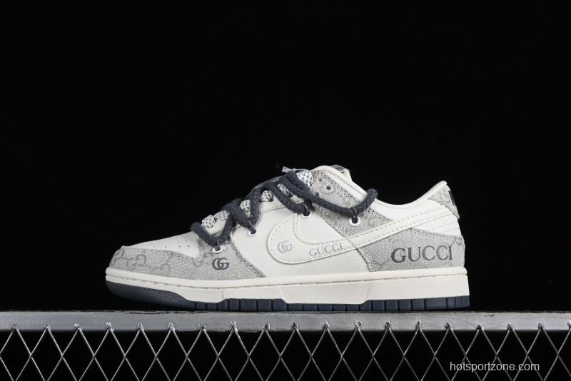Nike SB Dunk Low Gucci Collaboration - Lace-Up Ash Anniversary High-End Custom Low-Top Casual Sneakers - SJ2068-263