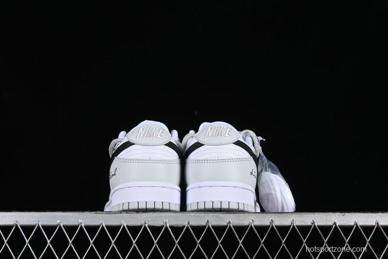 Nike Dunk Low Leather Letter High Street Deconstructed Black Grey SB Strap Low Top Casual Sneakers - DV0831-101
