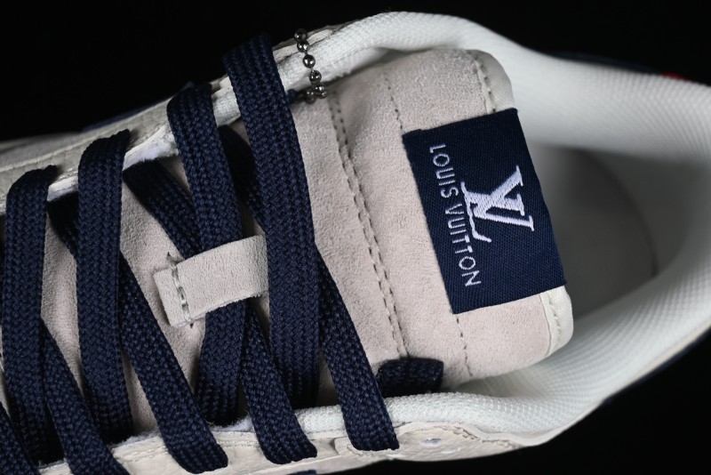 Nike SB Dunk Low LV Collaboration - Suede Navy Blue Anniversary High-End Custom Low-Top Casual Skate Shoes - FC1688-134