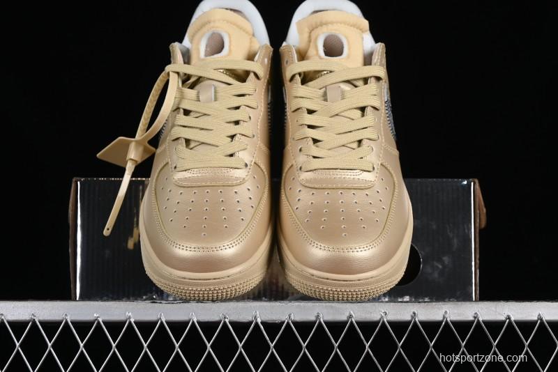Off-White x Nike Air Force 1 '07 Low "Metal Gold" Casual Sneakers - DX1419-900