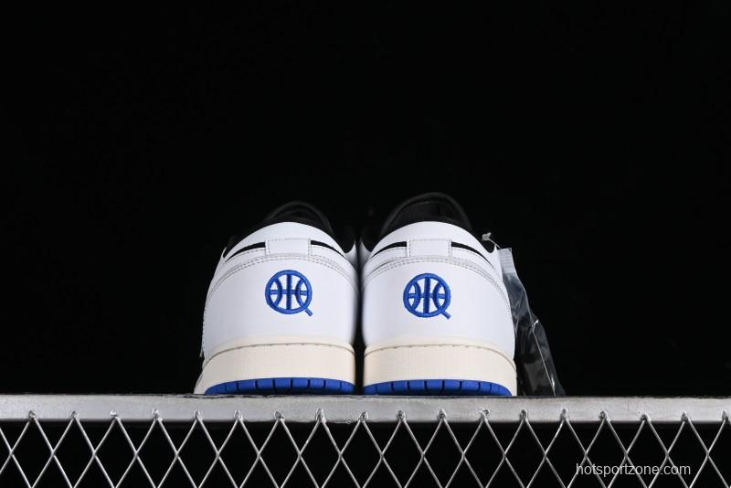 Nike Air Jordan 1 Low "Quai 54" Casual Sneakers in White Black Blue - HQ0764-001