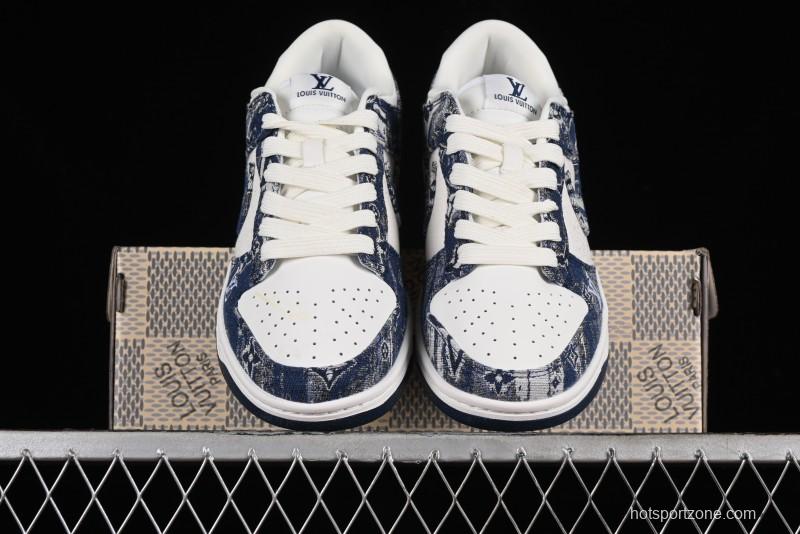 Nike SB Dunk Low LV Collaboration - Camo Mesh Anniversary High-End Custom Low-Top Casual Skate Shoes - JH8040-942