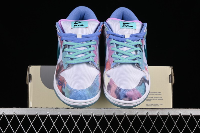 Nike Futura x Dunk Low Pro SB Skate Shoes with Tie-Dye Design - HF6061-400