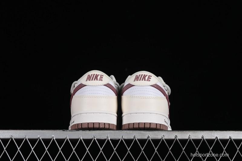 Nike Dunk Low Next Nature SB Lace-Up Low-Top Casual Sneakers in Cream Dark Brown - DD1873-103
