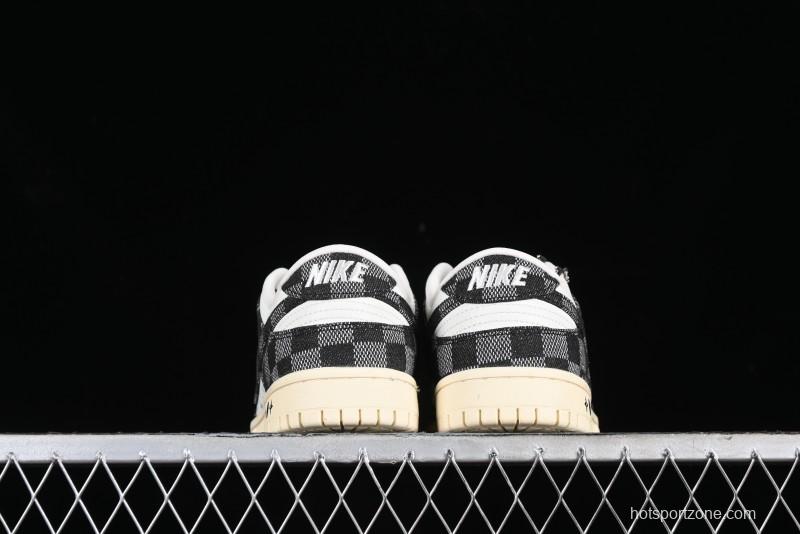 Nike SB Dunk Low LV Collaboration - Black Checkerboard Anniversary Custom Low-Top Casual Skate Shoes - XB3802-353