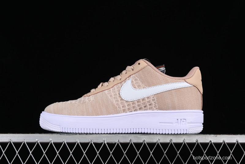 Nike Air Force 1 '07 Low 2.0 Khaki Flyknit Casual Sneakers - CI0051-200