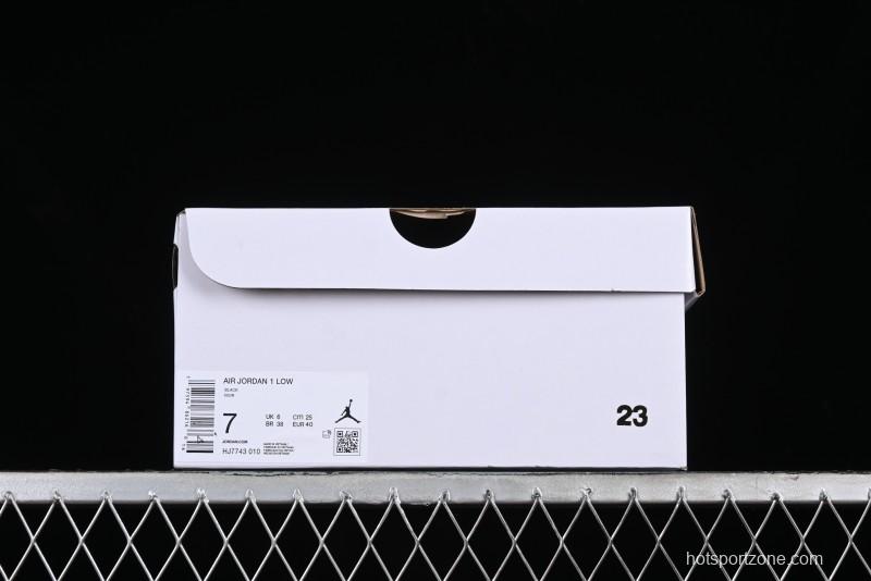 Nike Air Jordan 1 Low "Black Croc" Casual Sneakers with Crocodile-Embossed Leather - HJ7743-010