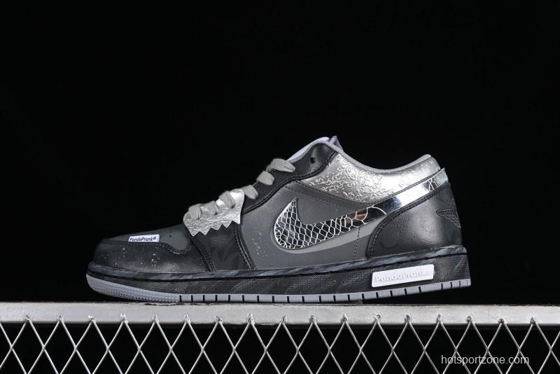 Nike Air Jordan 1 Low AJ1 Panda Prank Modern Gray Silver Black Low-top Casual Sneakers - 553560-053