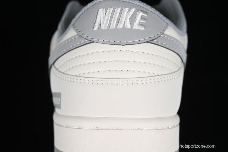 Nike SB Dunk Low Supreme Collaboration - Beige Canvas Anniversary High-End Custom Low-Top Casual Skate Shoes - BB6698-514