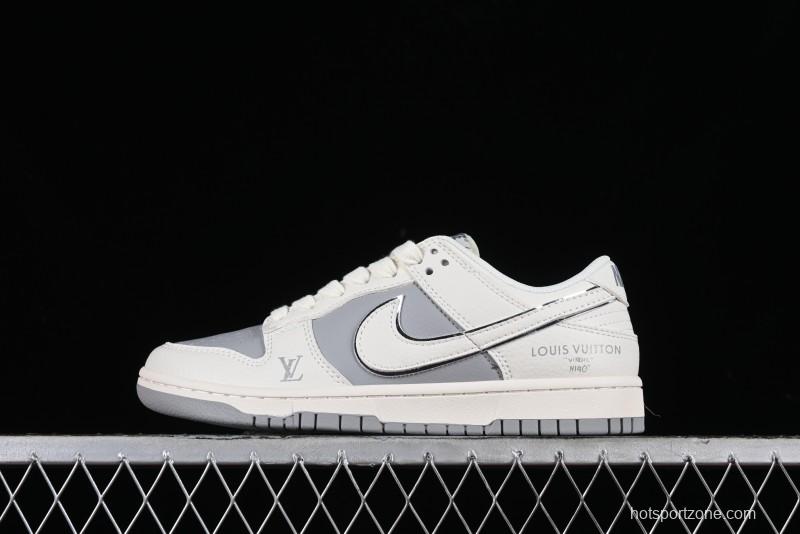 Nike SB Dunk Low LV Collaboration - Beige Silver Gray Anniversary High-End Custom Low-Top Casual Skate Shoes - BB8766-210