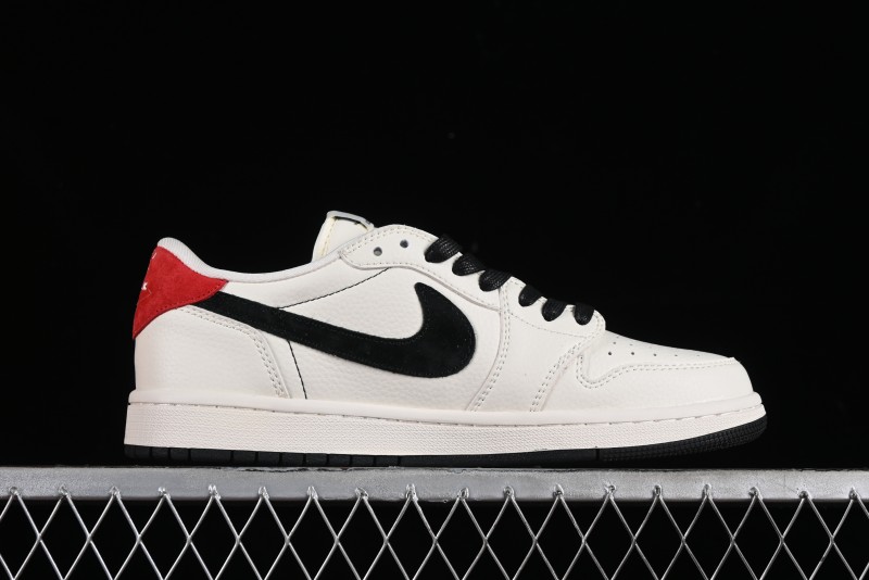 Nike Travis Scott x Fragment Design x Jordan Air Jordan 1 Low OG SP AJ1 LV Beige Black Red Casual Sneakers - LX1988-700
