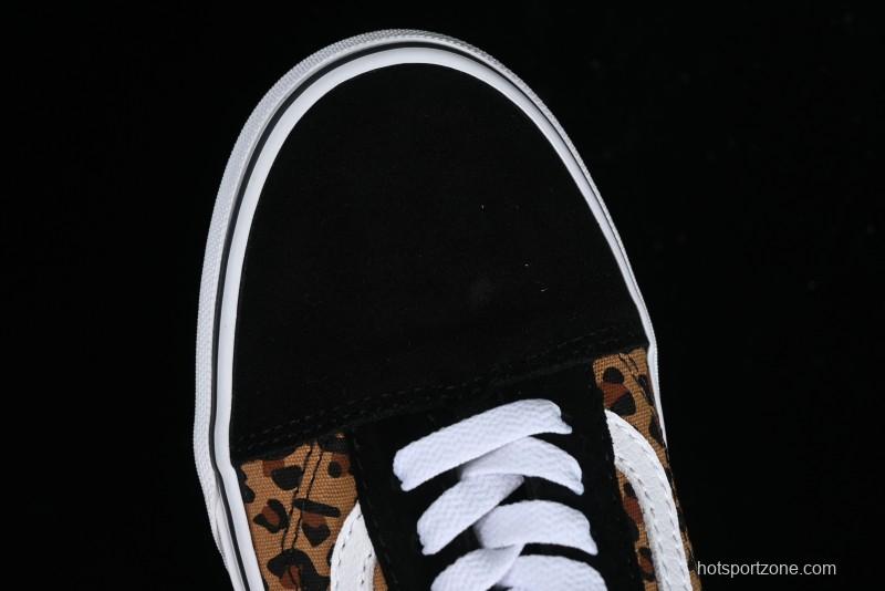 Vans Old Skool Classic Retro Low-Top Canvas Sneakers with Leopard Print and Slip-Resistant Sole - VN000CR5CJK