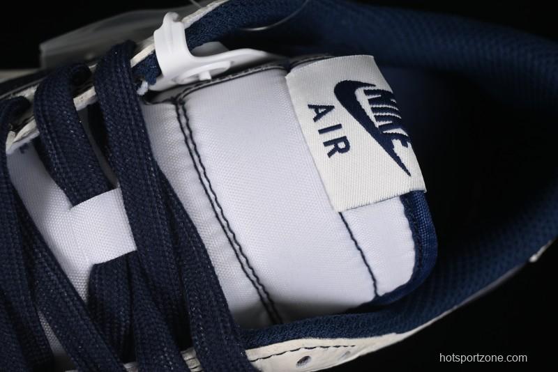 Nike Travis Scott x Fragment Design x Air Jordan 1 Low OG SP AJ1 Supreme Collaboration - Dark Blue Swoosh Low-Top Casual Sneakers - XZ2268-001