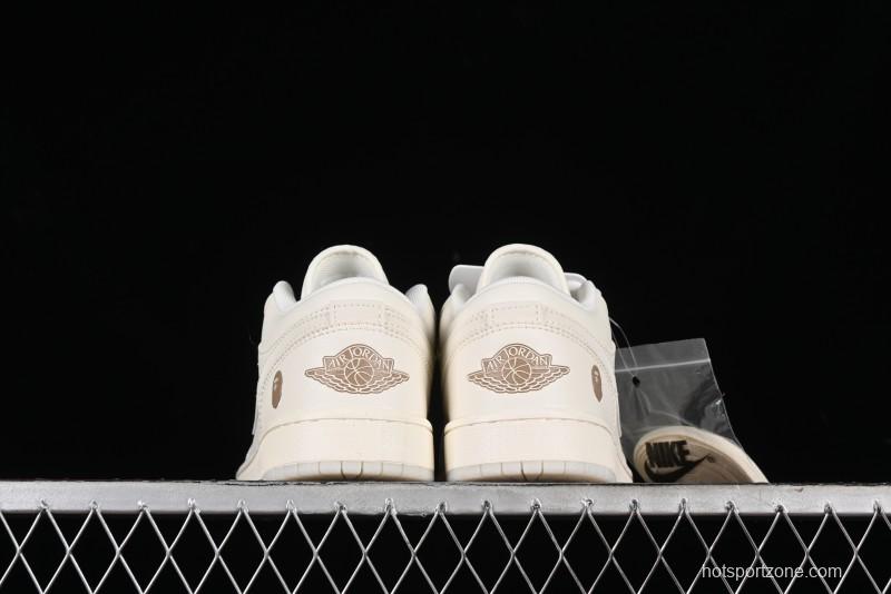 Nike Air Jordan 1 Low AJ1 Bape Collaboration - Pig Eight Patchwork Custom High-End Low-Top Basketball Shoes - LJ6688-002