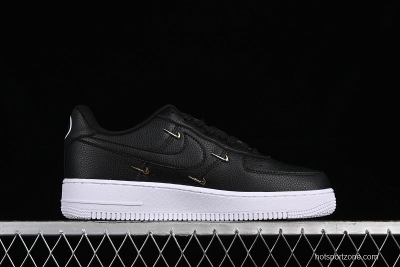 Nike Air Force 1 '07 Low Black Gold Swoosh Casual Sneakers - CT1990-001