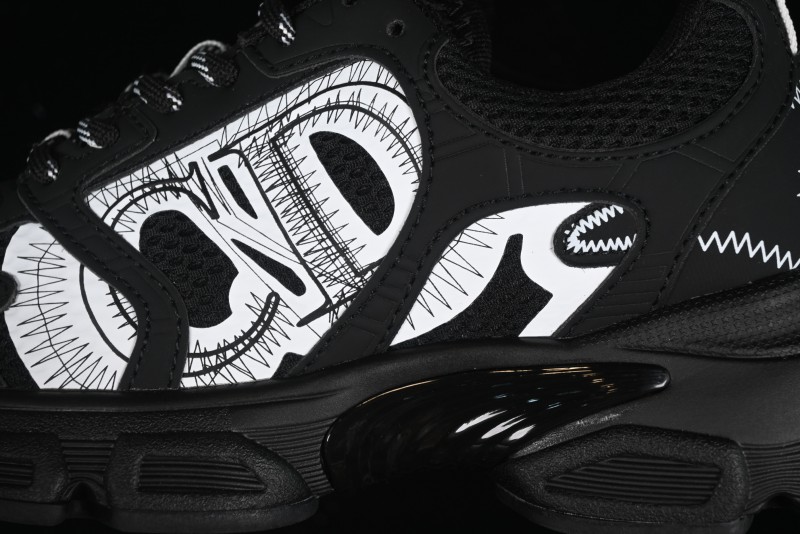 Dior Chrono Round Toe Lace-Up Lifestyle Casual Running Sneakers - 6865 BLACK WHITE