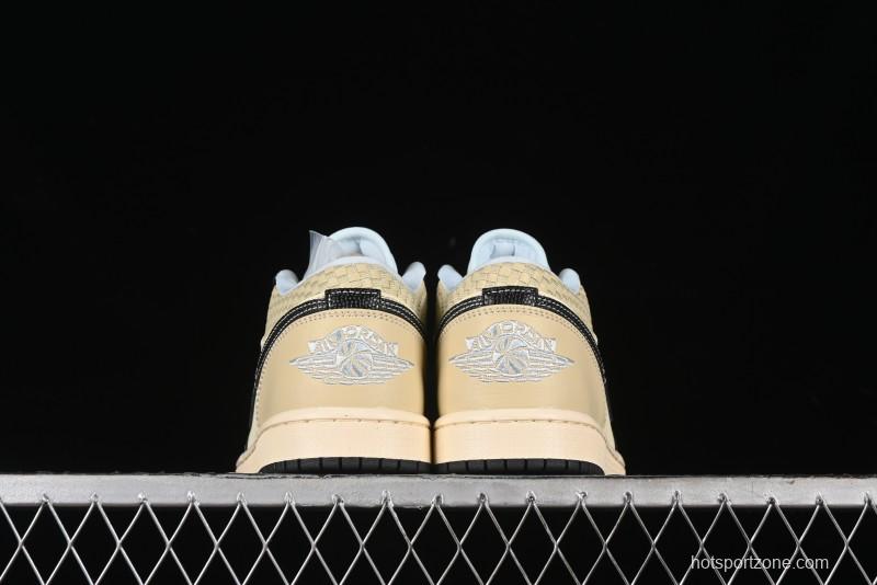 Nike Air Jordan 1 Low "Coconut Milk Black" Casual Basketball Shoes with Team Gold Accents - HQ3437-101