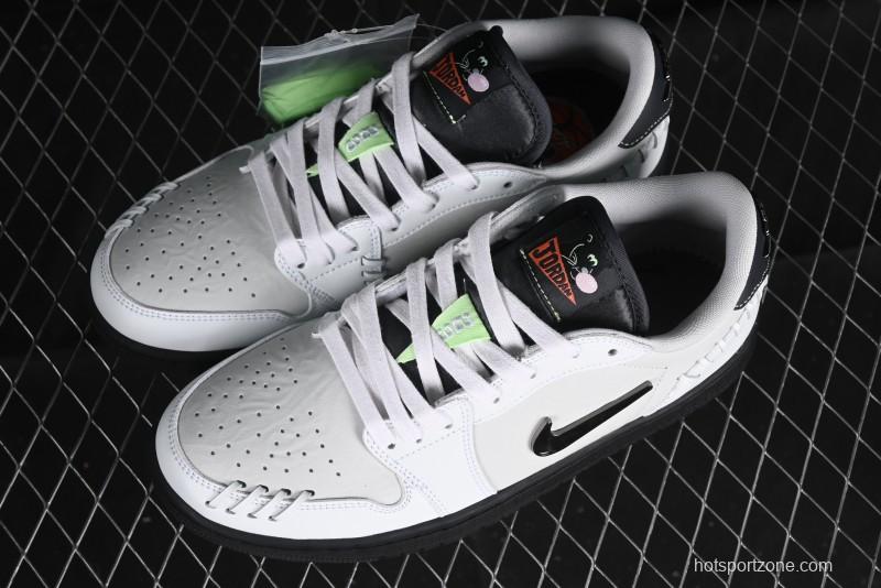 Nike Air Jordan 1 Low Method of Make Casual Sneakers with Metallic Grey Design - HM3689-001