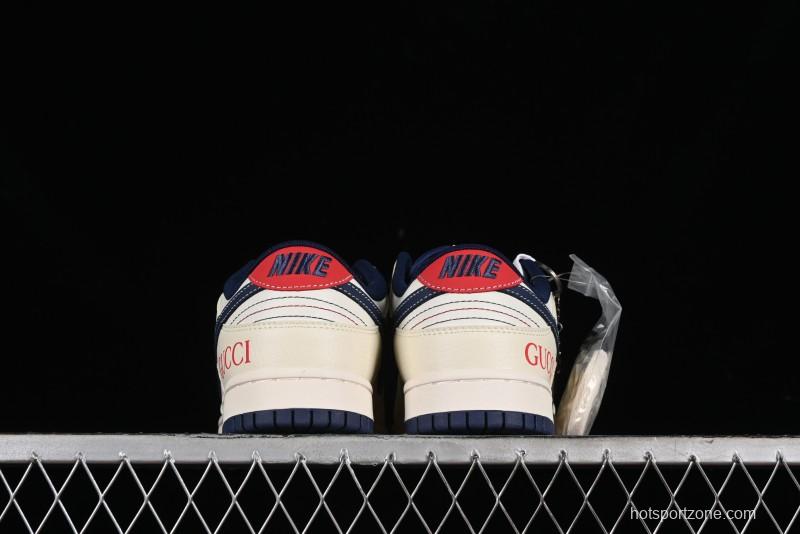 Nike SB Dunk Low Gucci Collaboration - Beige Blue Patchwork Anniversary High-End Custom Low-Top Casual Sneakers - XY1688-003