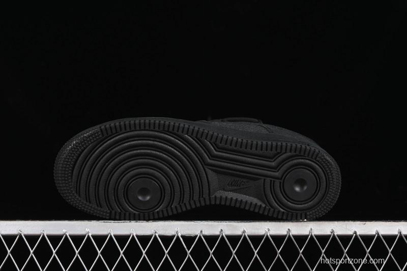 Nike Air Force 1 '07 Low Cleanfit High Street Retro Style All Black Star-Studded Diamond Accents Lace-Up Low-Top Casual Sneakers - ZH0316-030