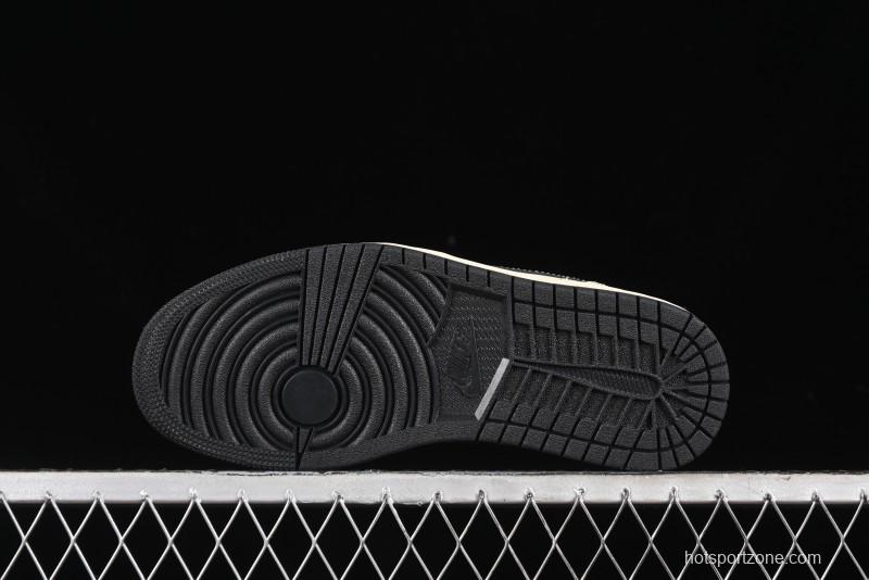 Nike Air Jordan 1 Low "Coconut Milk Black" Casual Basketball Shoes with Team Gold Accents - HQ3437-101