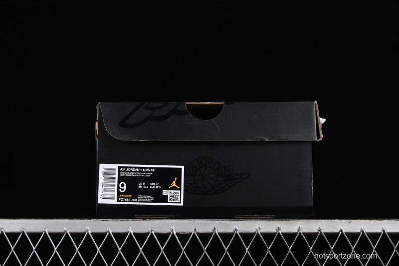 Nike Air Jordan 1 Low Retro Casual Sneakers in White Green - FQ7687-300