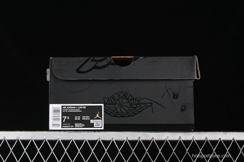 Nike Air Jordan 1 Low "Coconut Milk Black" Casual Basketball Shoes with Team Gold Accents - HQ3437-101